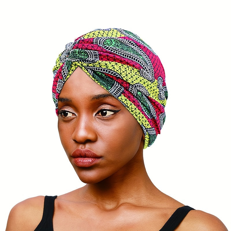 Paisley Plaid Print Turban Cap Boho Bonnet Head Wrap