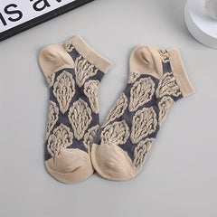 5 Pairs Floral Print Ankle Socks Women's Stockings