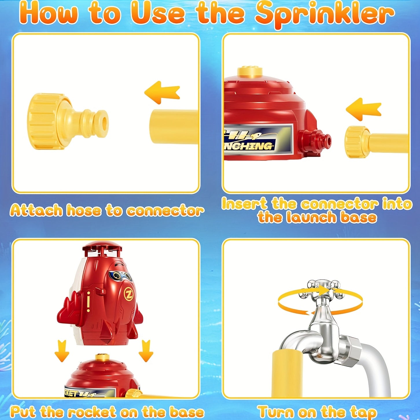 Kids Sprinkler Toy with Adjustable Nozzle Red & Yellow