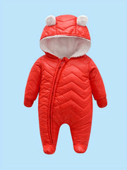 Baby Snowsuit Romper Plush Winter Jumpsuit 2pcs Set