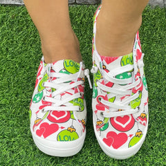 Women's Colorful Love Heart Pattern Skateboard Shoes
