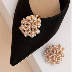 Faux Pearl & Rhinestone Shoe Buckles For Wedding High Heels