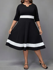 Colorblock A line Midi Dress