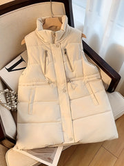 Sleeveless Warm Vest Zip Up Casual Solid