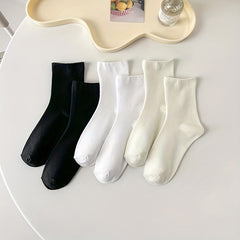 3 Pairs Solid Socks Comfy & Breathable All match Socks Women's Stockings
