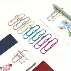 10pcs Metal Pen Clip Multifunctional Golden Pen Clip Office Stationery Tool