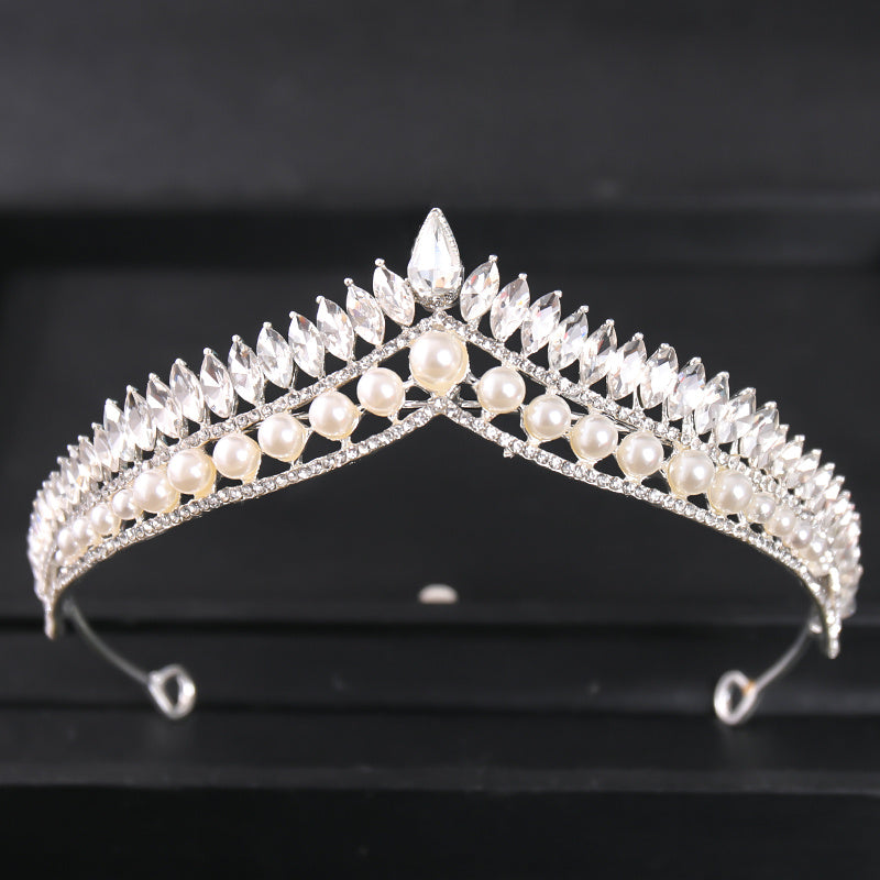 Pearl Wedding Tiara Silver Bridal Tiara Pearl Wedding Crown Romantic