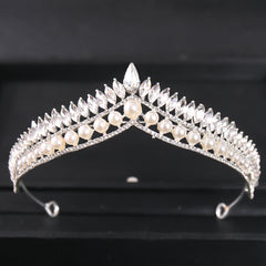 Pearl Wedding Tiara Silver Bridal Tiara Pearl Wedding Crown Romantic