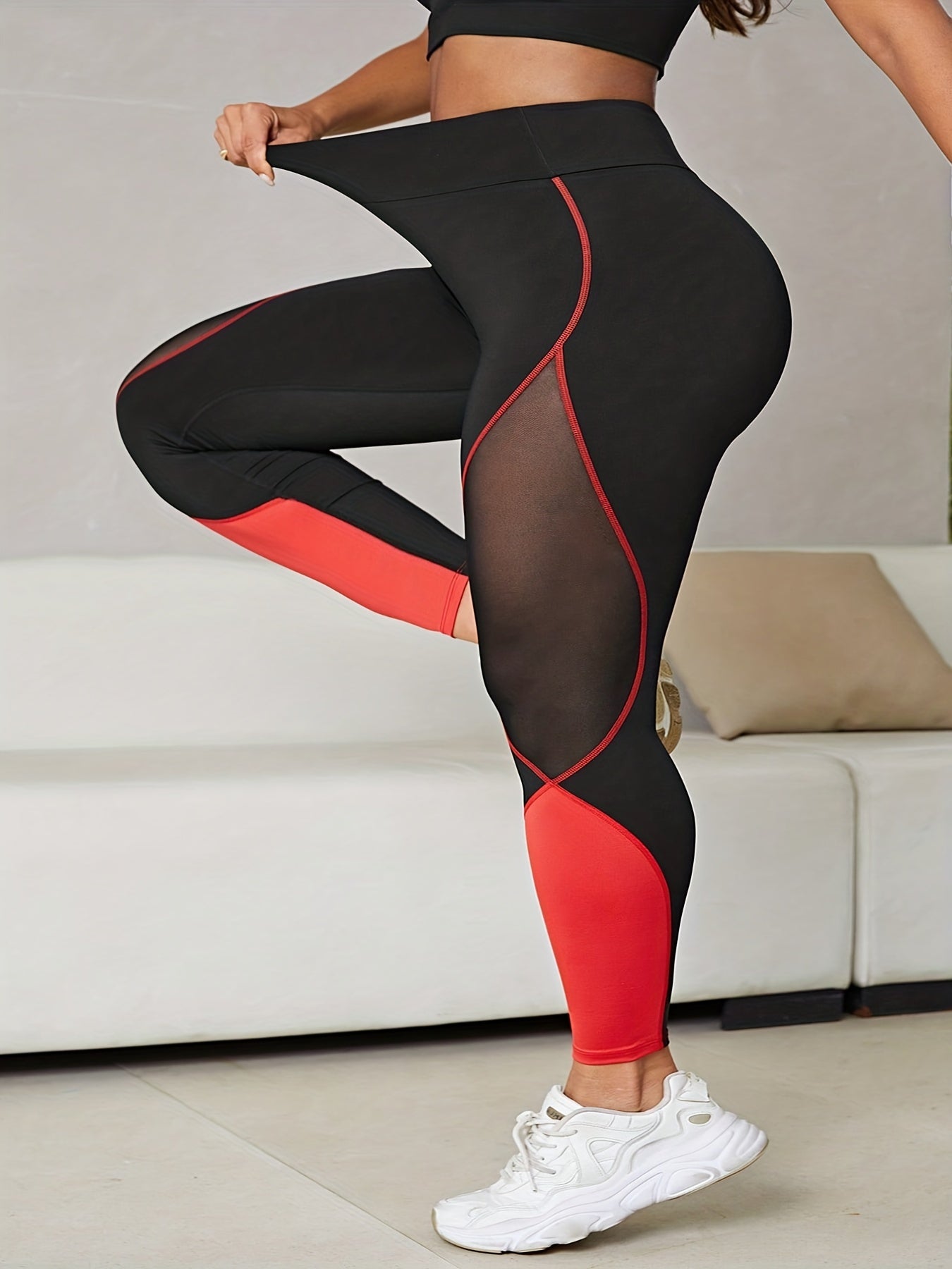 Colorblock Mesh High Rise Fitness Leggings