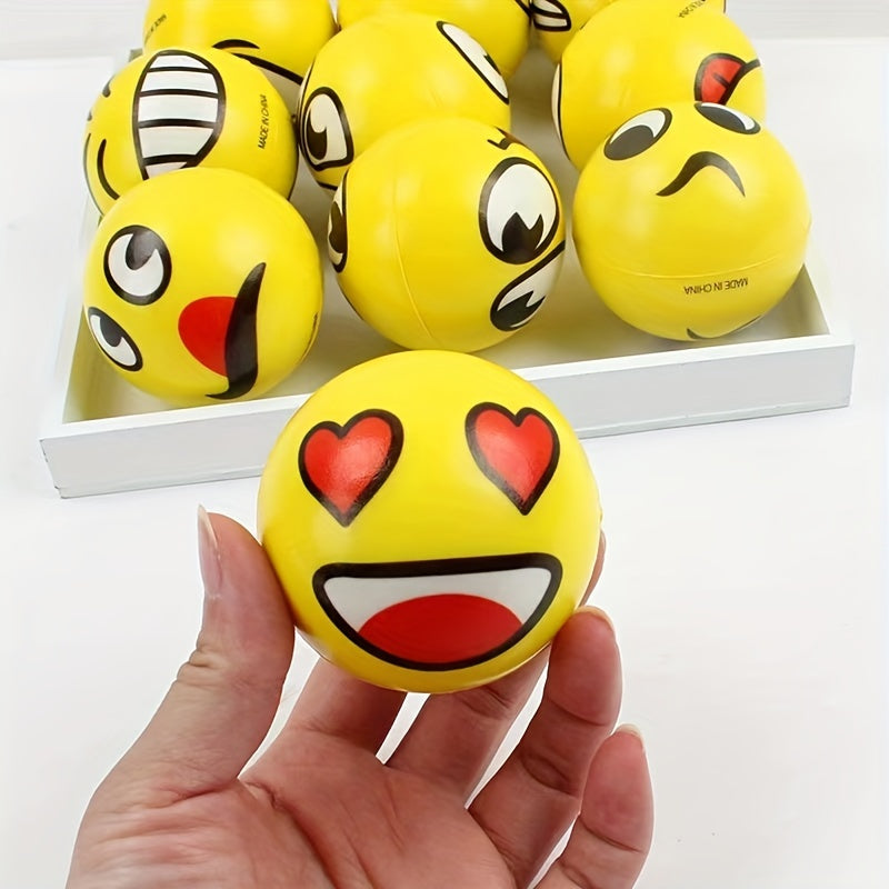 12pcs Smiling Expression Pressure Ball PU Foam Puzzle Toy