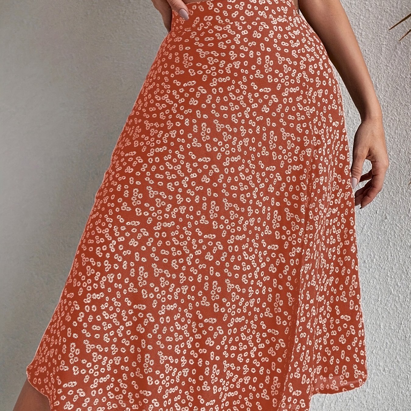 Floral Print Side Split Skirt for Women