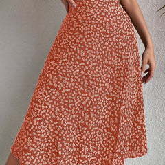 Floral Print Side Split Skirt for Women