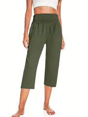 High Waist Capris Pants Casual Crop Pants For Spring & Summer