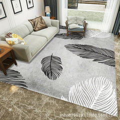 Abstract Leaves Area Rug 25'X7 55' TPR Anti-slip Backing Washable