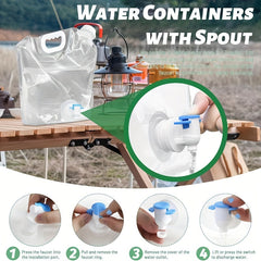 3pcs 10L Portable Folding Water Bag- Large Capacity Water Container for Camping