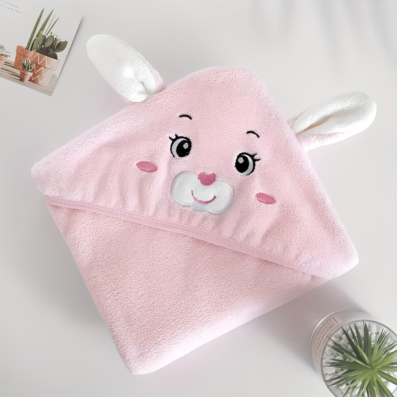 Cartoon Embroidery Baby Hooded Bath Towel Blanket Soft Absorbent