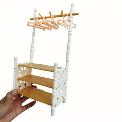 Dollhouse Furniture Plastic Clothes Rack & Shelves Dresser Mixed Colors