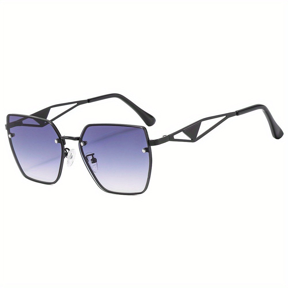 Metal Frame Gradient Sunglasses with Case & Cloth