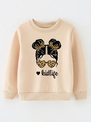 Girls Creative Portrait Graphic Pullover Sweatshirt