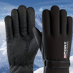 Men's Winter Velvet Padded Waterproof Warm Gloves for Outdoor Activities