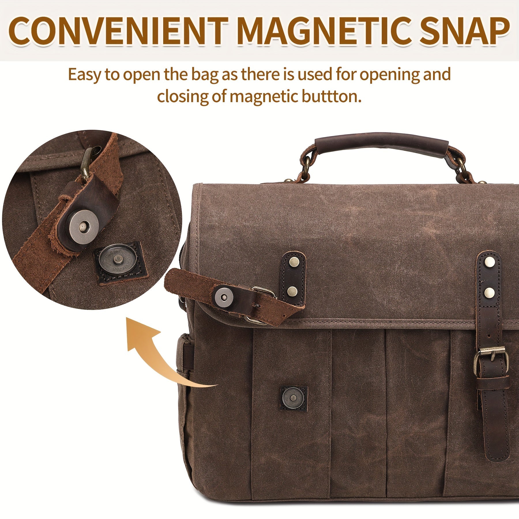 Men's Messenger Bag Retro Waterproof 15.6" Laptop Briefcase