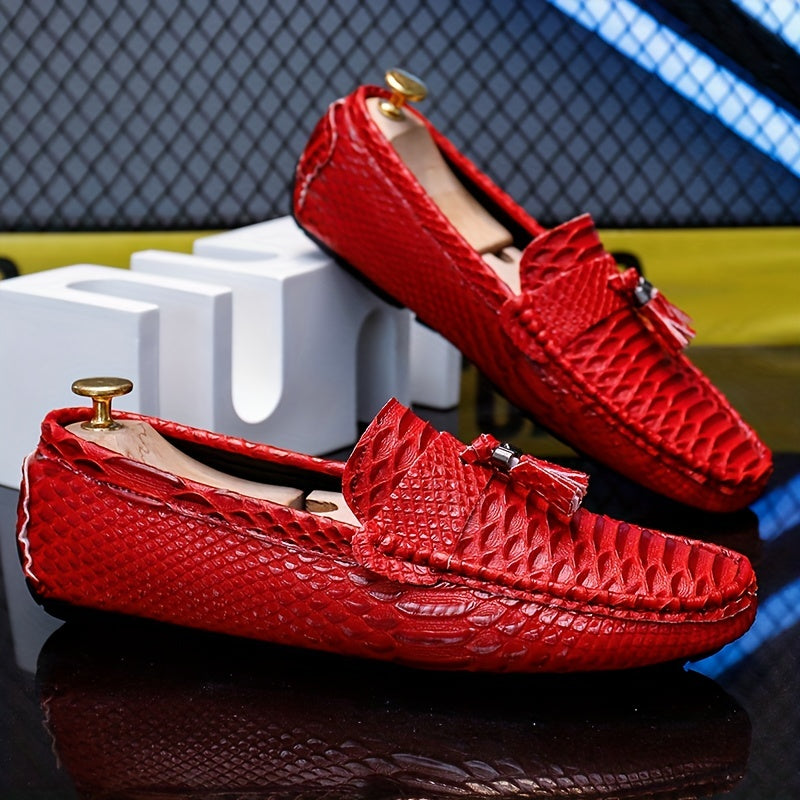 Men's Fish Scale Tassel Loafer Shoes Moccasins Non-slip Slip On Shoes