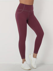 High Waist Sports Leggings Solid Gym Leggings With Pockets