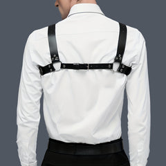Men's Gothic Leather Suspenders for Stage Performance