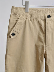 Men's Casual Trousers Streamer Buttons Decorative Pockets Business Pants