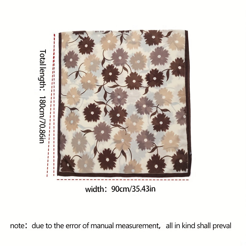 Flower Print Casual Scarf Double Shawl Windproof Warm Head Wrap