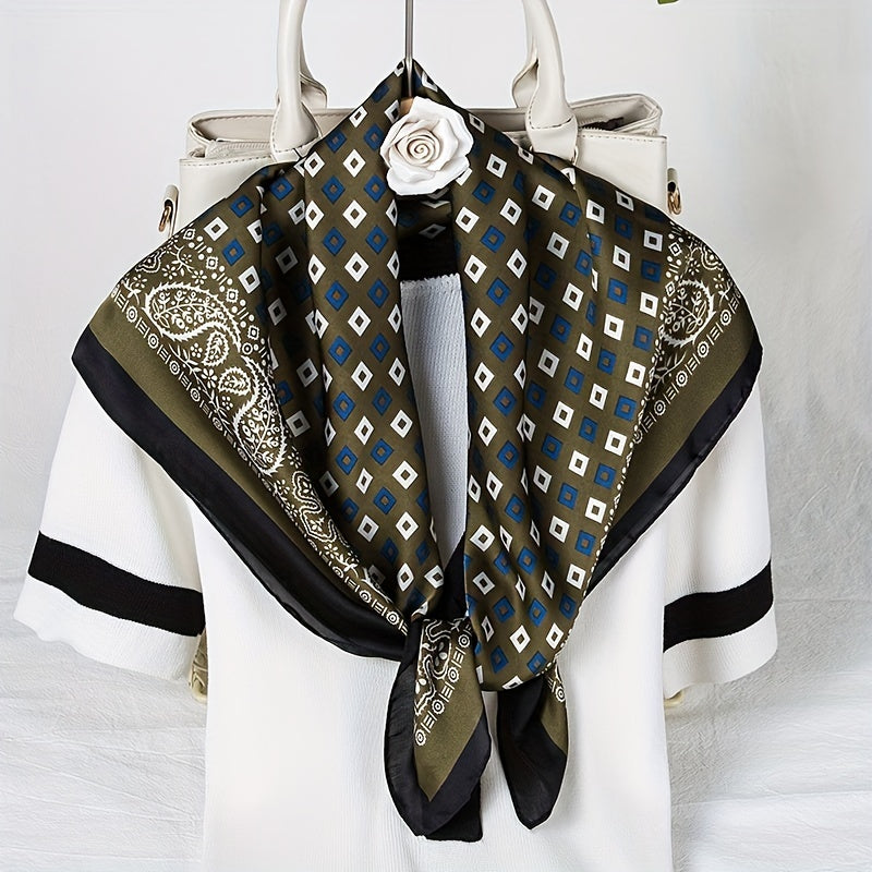 Paisley Geometric Print Shawl Bandana Square Scarf For Women