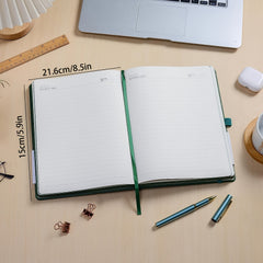 Thick Lined Diary Notebook Pen 365 Pages A5 College Rules Leather Hardcover