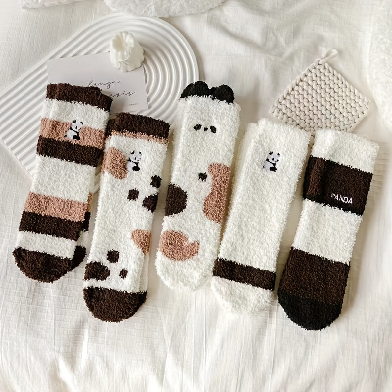 Fuzzy Panda Pattern Socks Women's Stockings