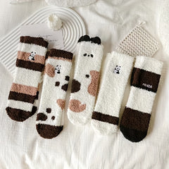 Fuzzy Panda Pattern Socks Women's Stockings
