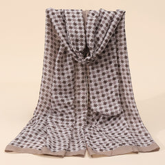 Dark Khaki Print Scarf Winter Warm Scarf For Women