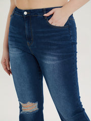 Ripped Fringe Flared Leg Jeans