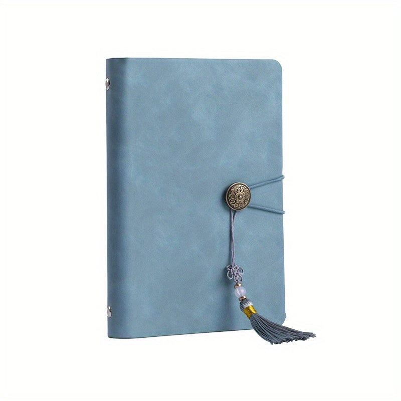 A5 Leather Loose Leaf Book with 200 Pages Tassel Pendant