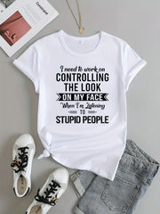 Letter Graphic Sports Round Neck T shirt Short Sleejson Workout Casual Tops