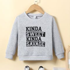 Kid's Thermal Sweatshirt Kinda Sweet Kinda Savage Print Pullover