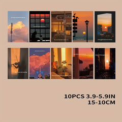 Set of 10 Sunset Scenery Postcards for Wall Decor & Greetings