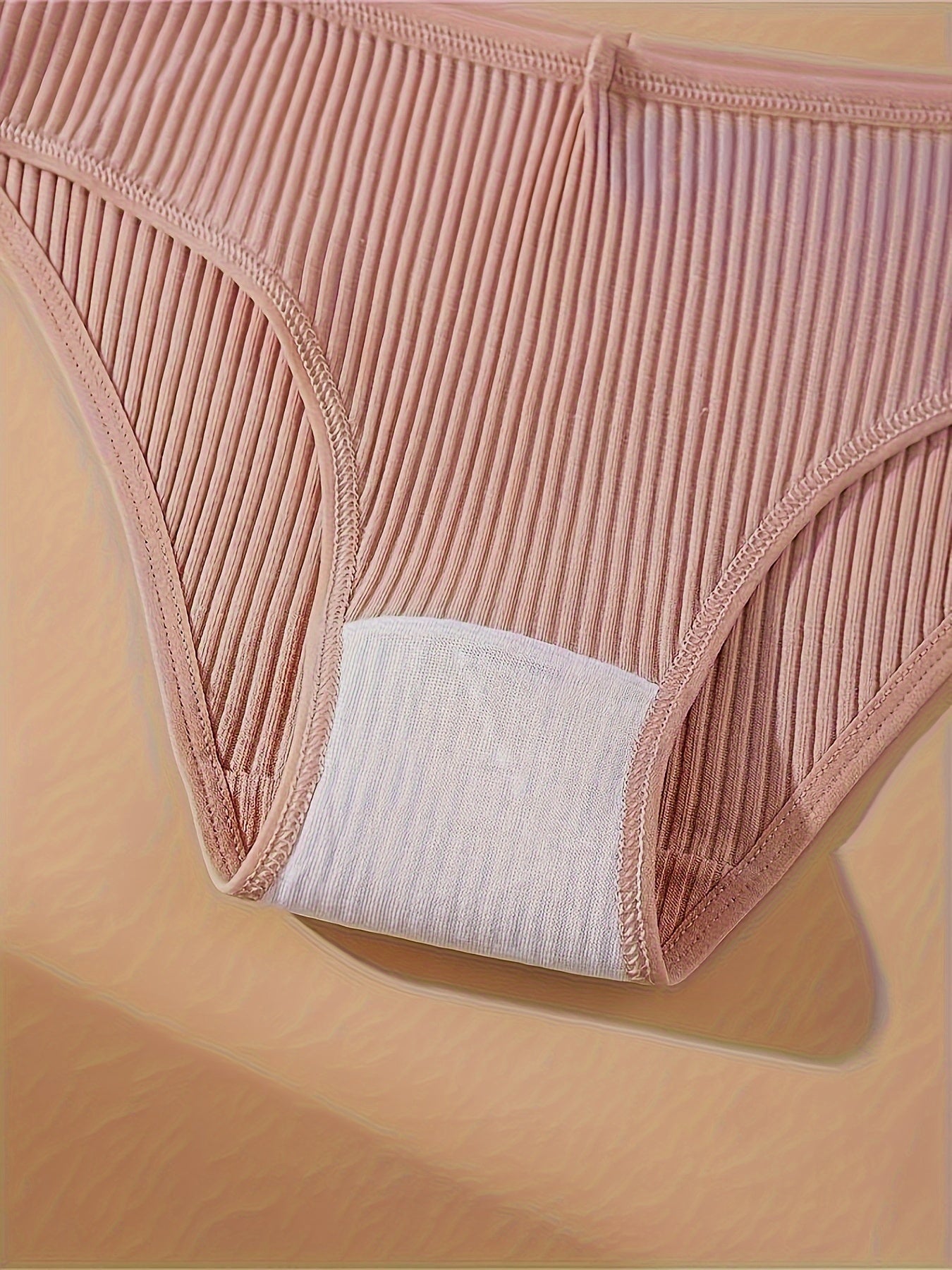 4pcs Solid Ribbed Briefs Comfy Intimates Panties Women's Lingerie