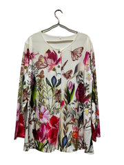 Casual Cardigan Women's Plus Floral Print Long Sleeve Button Up