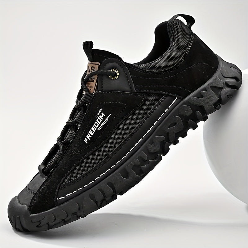 Men's Leather Stitch Sneakers Wear resistant Non Slip Outdoor Shoes