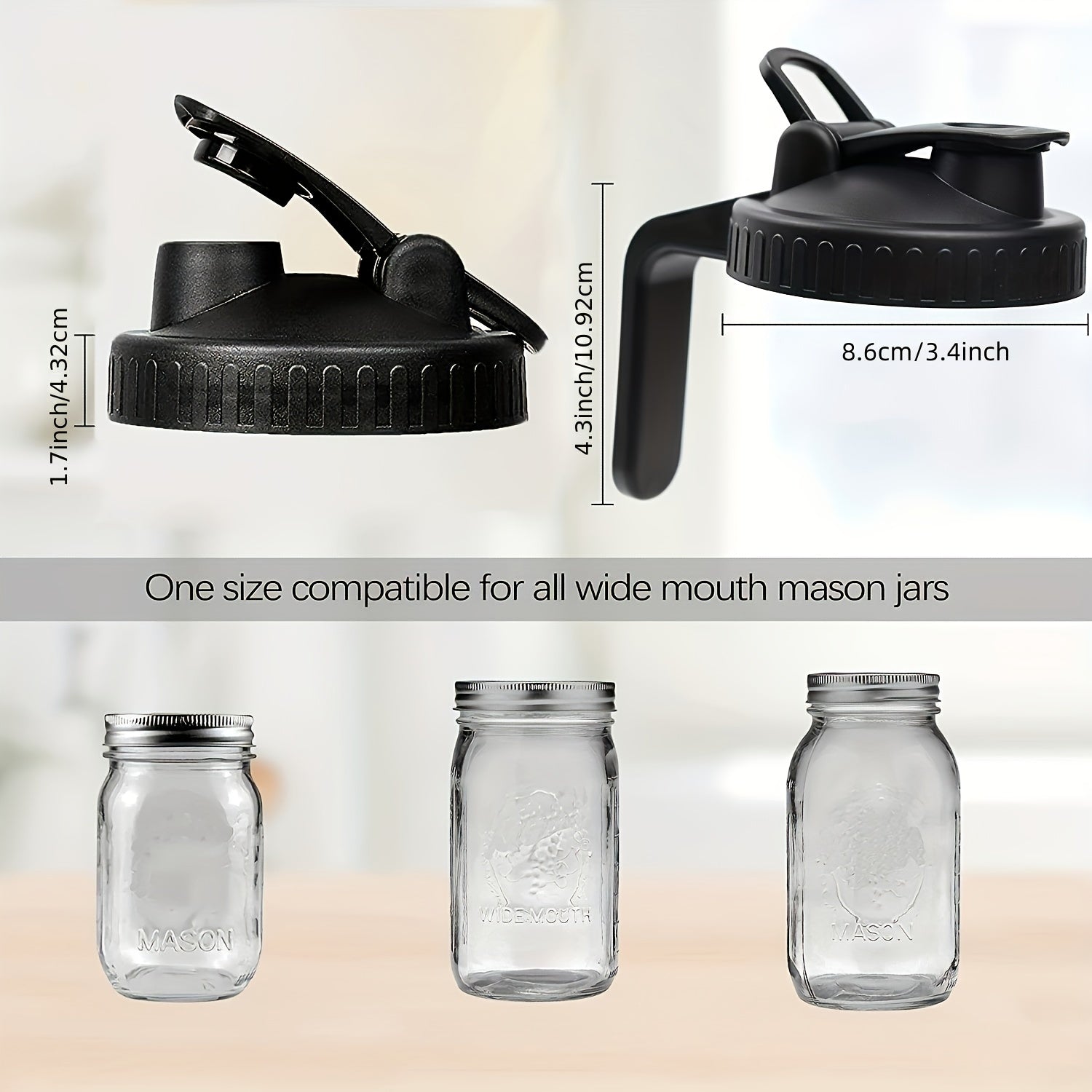 Mason Jar Lid With Handle 86mm Wide Mouth Pour Spout Lid