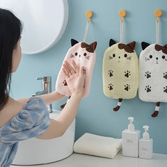 4pcs Cat Shaped Hanging Towel, Quick-drying Soft Towel for Bathroom Kitchen