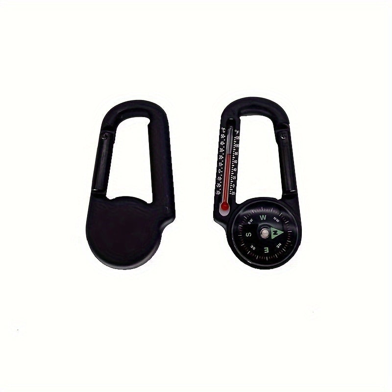 Multifunctional 3-in-1 Aluminum Keychain Carabiner w/ Compass Thermometer