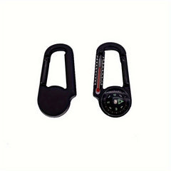 Multifunctional 3-in-1 Aluminum Keychain Carabiner w/ Compass Thermometer