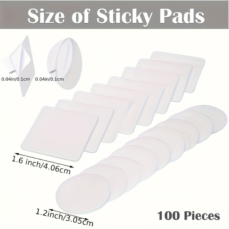 100pcs Double Sided Tape Stickers - Round and Square Adhesive Sticker Set