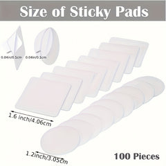 100pcs Double Sided Tape Stickers - Round and Square Adhesive Sticker Set