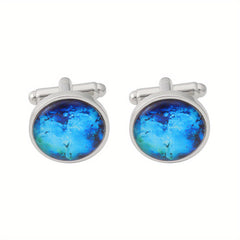 Starry Sky Gemstone Men's Cufflinks Metal Decorative Accessory